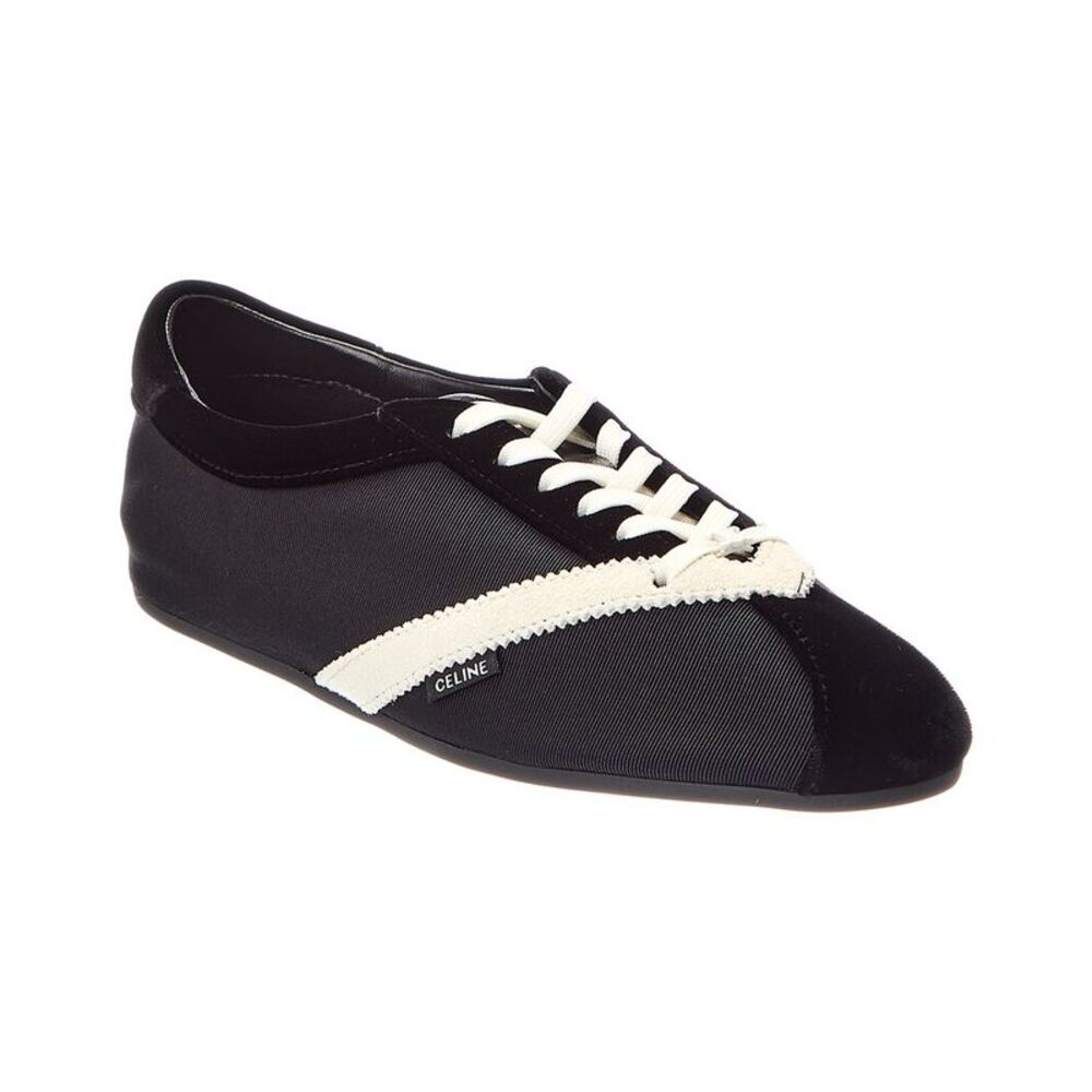Celine Nylon, Suede & Velvet Sneaker, Black